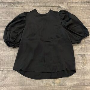 Express women’s NEW black tie open back blouse puff sleeve XS high neck